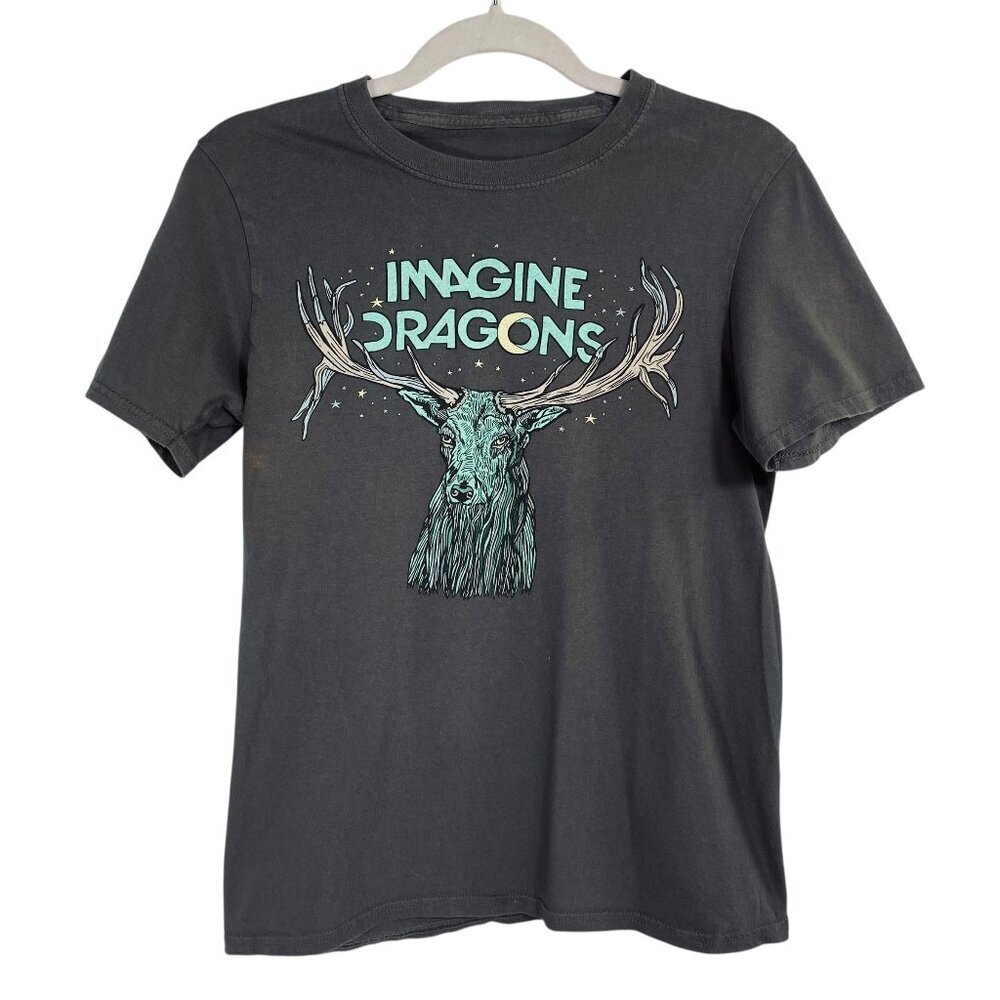 Imagine Dragons Band Tee S | Graphic Elk in Stars T-Shirt Gray 100% Cotton Rock - Picture 7 of 8